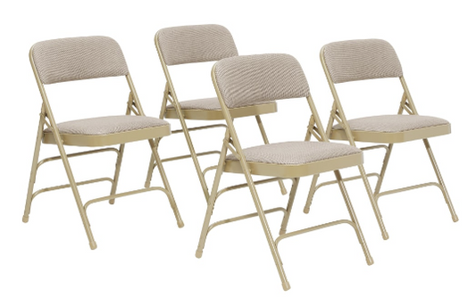 NPS® 2300 Series Deluxe Fabric Upholstered Triple Brace Double Hinge Premium Folding Chair - 4 Pack