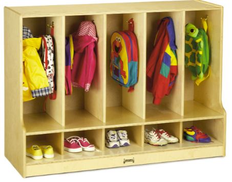 Jonti-Craft® Toddler 5 Section Coat Locker with Step