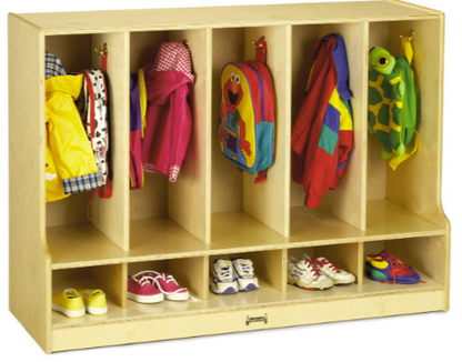 Jonti-Craft® Toddler 5 Section Coat Locker with Step