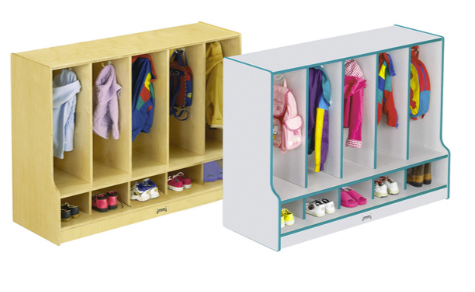 Jonti-Craft® Toddler 5 Section Coat Locker with Step