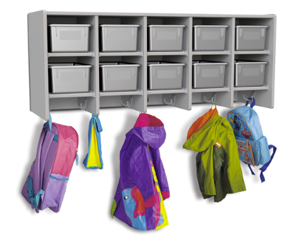 Rainbow Accents® 10 Section Wall Mount Coat Locker - Gray