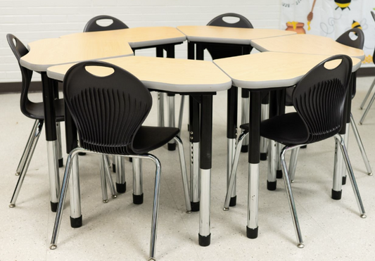 6 Pack - Octagon Desk & Stack Chair Package
